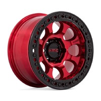 KMC Km237 Riot Beadlock Candy Red W/ Satin Black Ring Wheels (17x8.5 +0)
