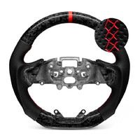Trimmed Co. Forged Carbon Fiber w/ Perforated Leather Grip Steering Wheel - Red (Next Gen Ranger / Everest)