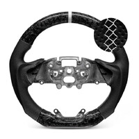 Trimmed Co. Forged Carbon Fiber w/ Perforated Leather Grip Steering Wheel - White (Next Gen Ranger / Everest)
