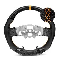 Trimmed Co. Forged Carbon Fiber w/ Perforated Leather Grip Steering Wheel - Wildtrak LUX Yellow (Next Gen Ranger / Everest)